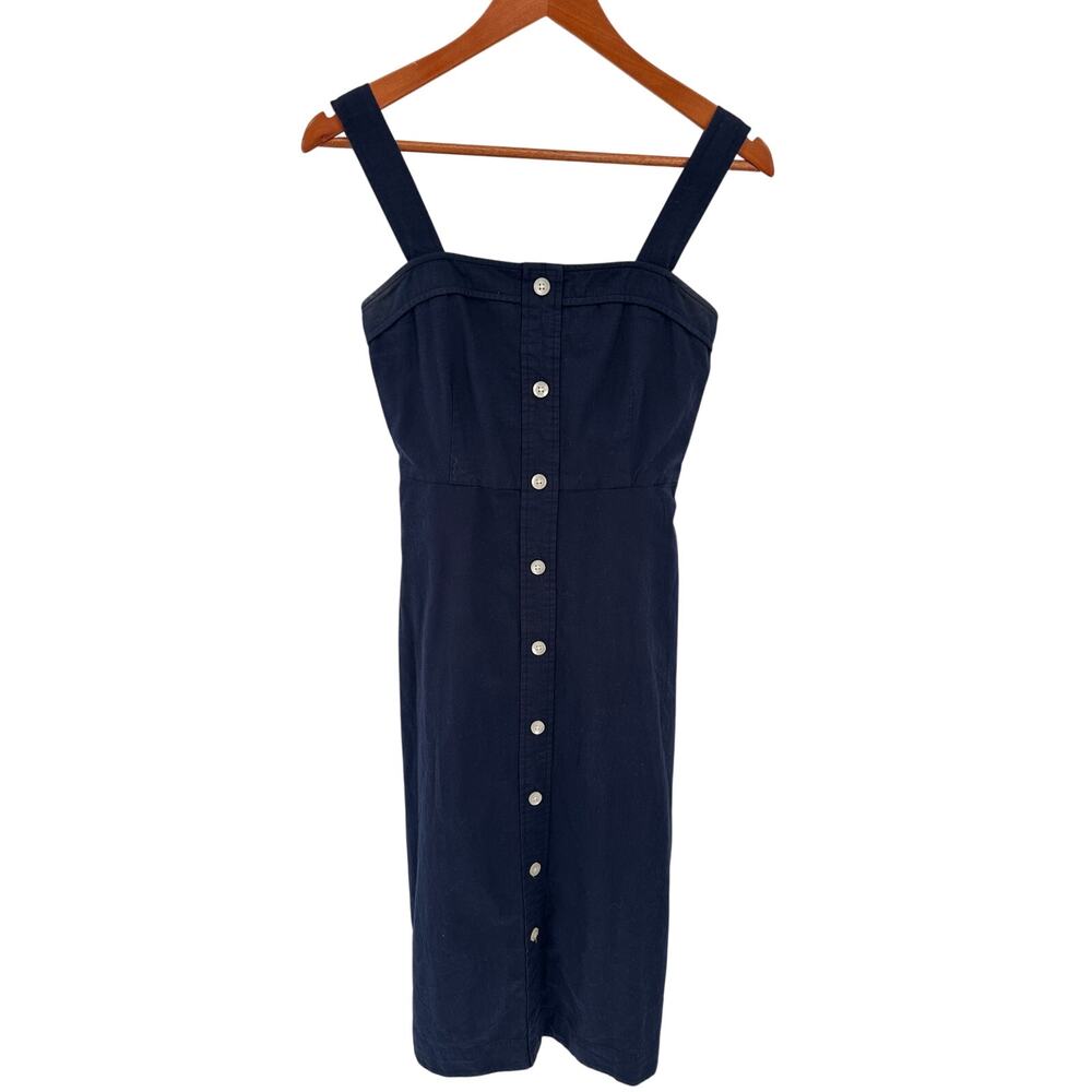 Everlane Navy Button Down Cotton Midi Dress // 0